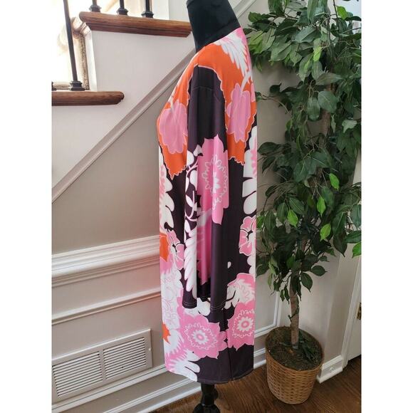 Multicolor Women's Polyester V-Neck Long Sleeve Knee Length Dress Size Medium - Picture 6 of 9